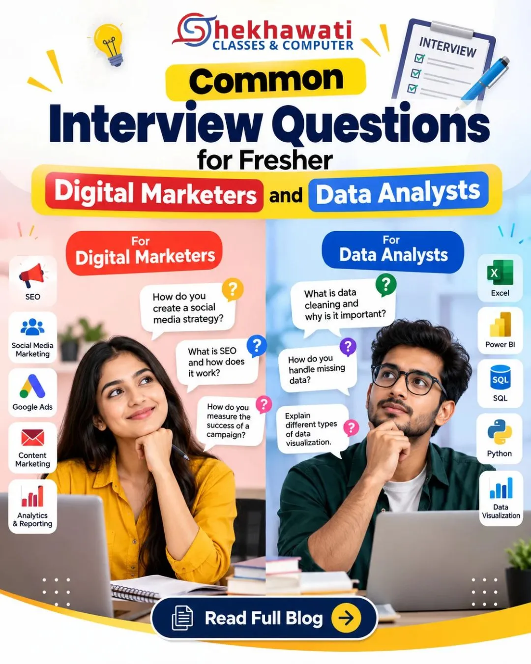 Common Interview Questions for Fresher Digital Marketers and Data Analysts (With Sample Answers)